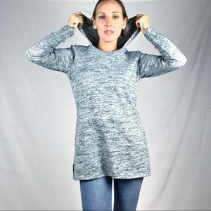 Denim and Company Hooded Heathered Hooded Long Sleeve